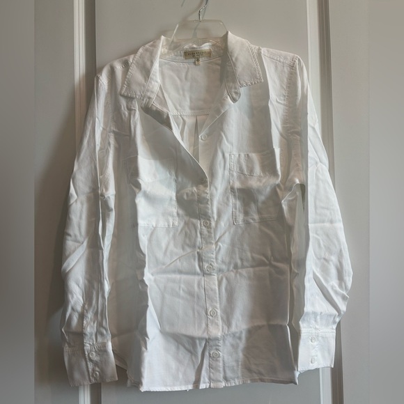 Side Stitch White Button Down Shirt • Long Sleeve • Size Large - Picture 2 of 3